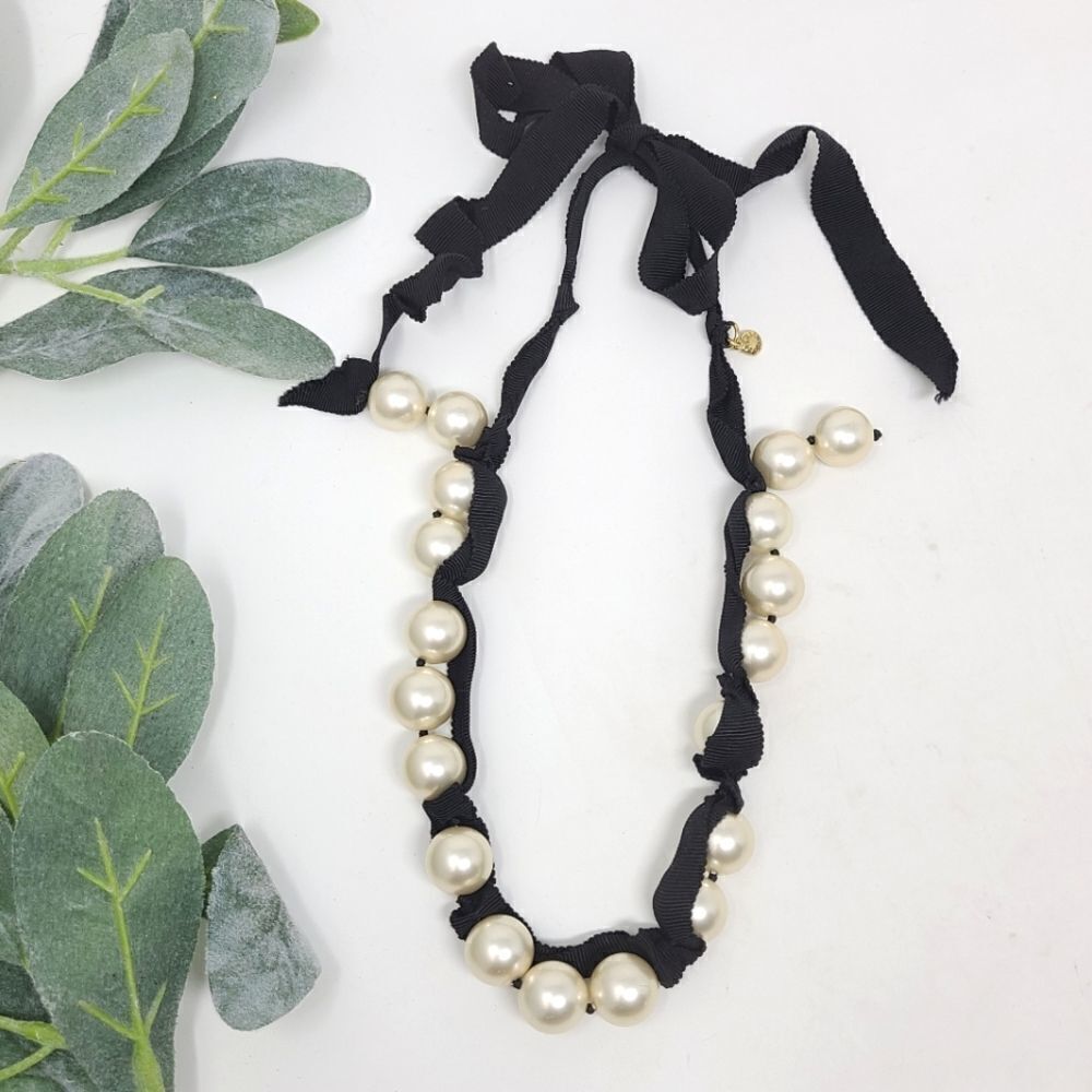 J. CREW Faux Pearl Ribbon Wrapped Necklace‎